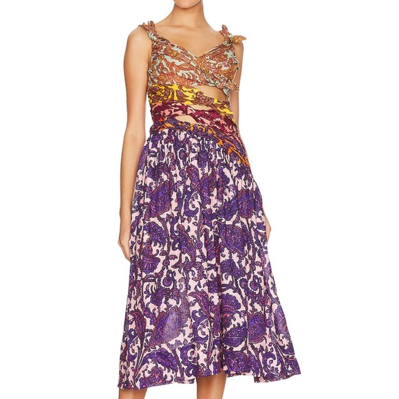 NWT Zimmerman spliced paisley tiggy bow midi dress size 4 - Picture 3 of 7